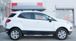 91 999 р. Защита порогов с пластиковыми вставками для ног из круглой трубы диаметром 76 мм Russtal Ford EcoSport дорестайлинг (2013-2019) (Защита порогов с со скосами на торцах (вариант 1))  с доставкой в г. Вологда. Увеличить фотографию 4
