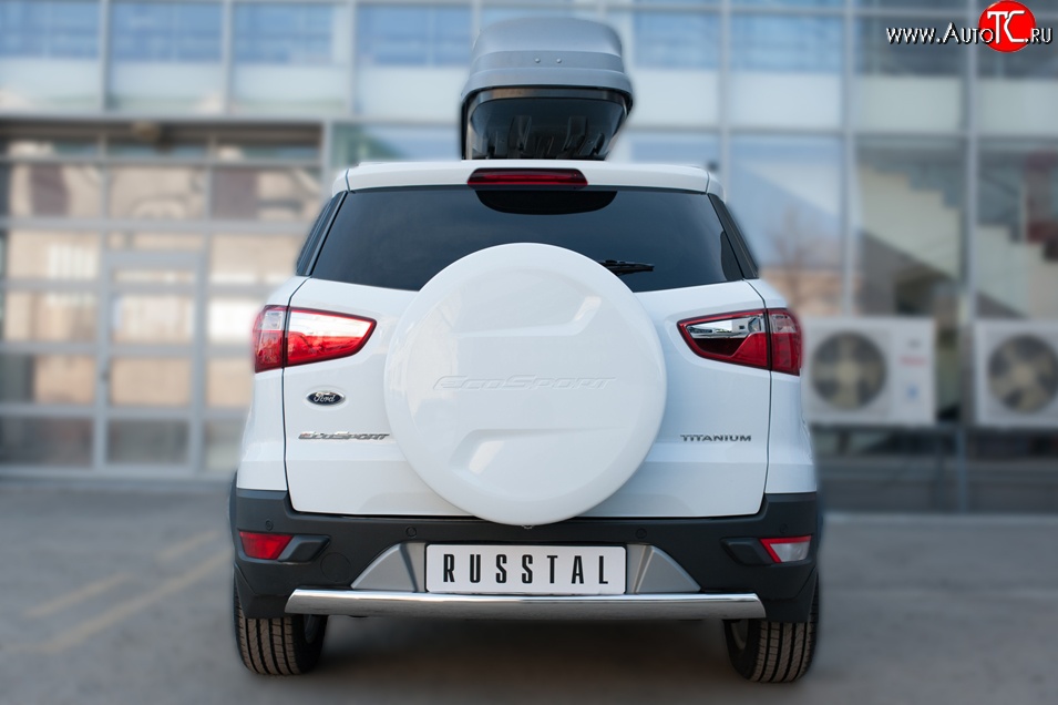 12 999 р. Защита заднего бампера (Ø75x42 мм, нержавейка) Russtal Ford EcoSport дорестайлинг (2013-2019)  с доставкой в г. Вологда