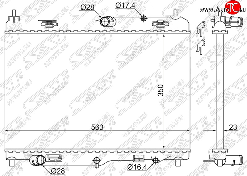 4 499 р. Радиатор двигателя SAT (пластинчатый, АКПП) Ford EcoSport дорестайлинг (2013-2019)  с доставкой в г. Вологда