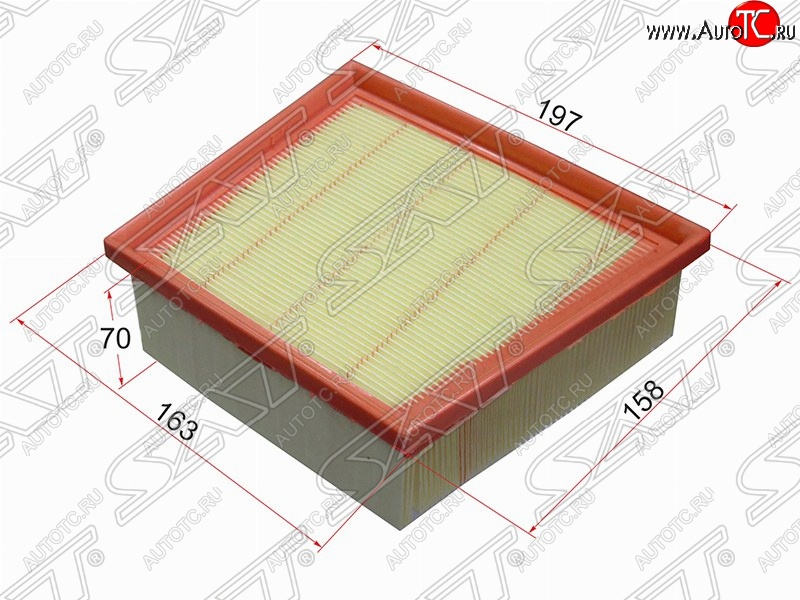 299 р. Фильтр воздушный двигателя SAT (197/163х158х70 mm)  Ford EcoSport ( B515) (2013-2019), Ford Fiesta  6 (2008-2019), Ford Fusion ( 2) (2013-2020), Mazda Demio  3 DE (2007-2014)  с доставкой в г. Вологда