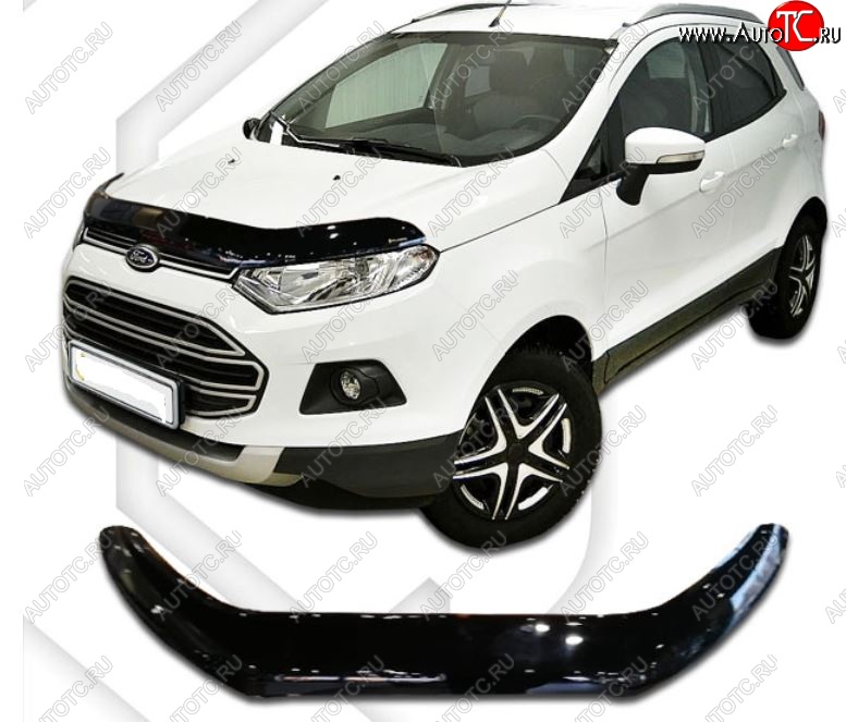 2 159 р. Дефлектор капота CA-Plastic  Ford EcoSport  B515 (2017-2019) рестайлинг (Classic черный, Без надписи)  с доставкой в г. Вологда