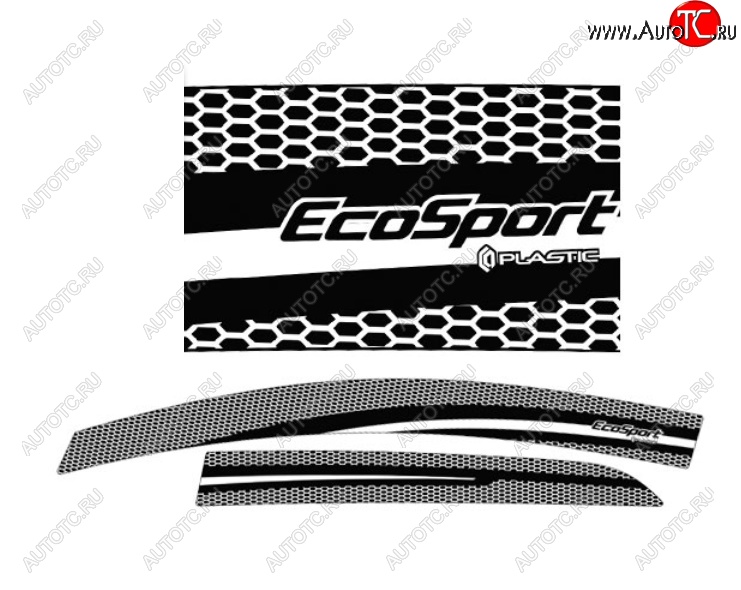 2 159 р. Дефлектора окон CA-Plastic  Ford EcoSport  B515 (2017-2019) рестайлинг (Серия Art серебро)  с доставкой в г. Вологда