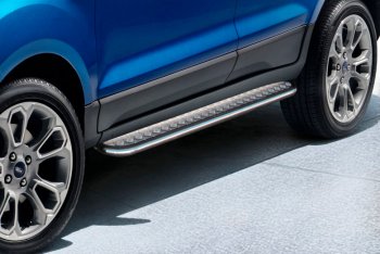 Защита порогов Slitkoff (d42, с листом) Ford EcoSport B515 рестайлинг (2017-2019) (Нержавейка)
