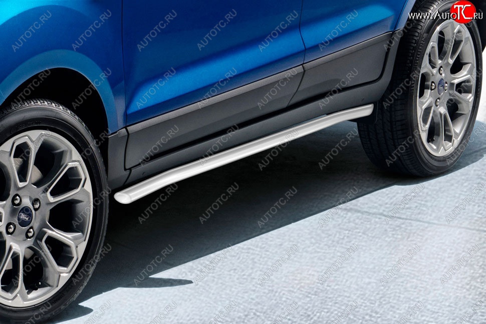 10 649 р. Защита порогов Slitkoff (d57 мм) Ford EcoSport B515 рестайлинг (2017-2019) (Сталь с полимерным покрытием. Цвет: серебристый)  с доставкой в г. Вологда