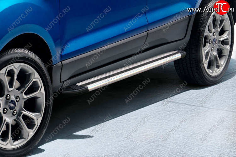 10 399 р. Пороги алюминиевые Slitkoff Ford EcoSport B515 рестайлинг (2017-2019) (Luxe Silver)  с доставкой в г. Вологда