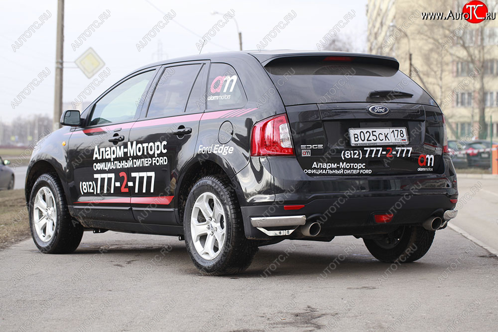 4 769 р. Защита заднего бампера уголки Souz-96 (нержавеющая сталь 60мм) Ford Edge U387 рестайлинг (2011-2015)  с доставкой в г. Вологда