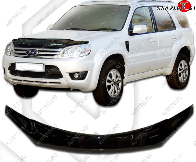 2 199 р. Дефлектор капота ( exclusive Europe) CA-Plastic  Ford Escape  2 (2008-2012) (серия exclusive  Classic черный, Без надписи)  с доставкой в г. Вологда
