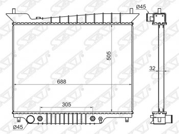 Радиатор двигателя SAT (пластинчатый, с кондиционером, МКПП/АКПП) Ford Expedition  U222 (2002-2006)