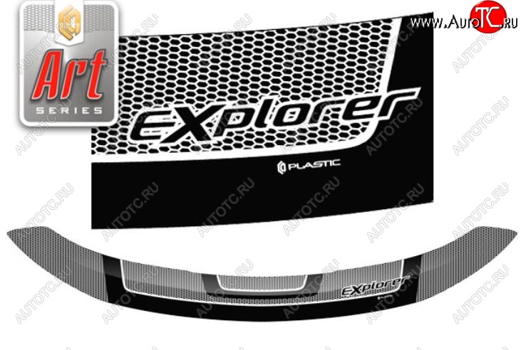2 879 р. Дефлектор капота CA-Plastiс exclusive  Ford Explorer  U502 (2015-2019) 1-ый рестайлинг, 5 дв., 2-ой рестайлинг, 5 дв. (Серия Art серебро)  с доставкой в г. Вологда