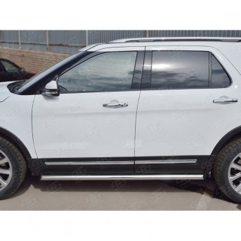 19 999 р. Защита порогов SLITKOFF из круглой трубы диаметром 63 мм SLITKOFF v1 Ford Explorer U502 1-ый рестайлинг, 5 дв. (2015-2018)  с доставкой в г. Вологда. Увеличить фотографию 3