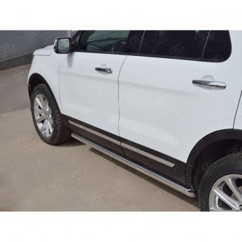 19 999 р. Защита порогов SLITKOFF из круглой трубы диаметром 63 мм SLITKOFF v1 Ford Explorer U502 1-ый рестайлинг, 5 дв. (2015-2018)  с доставкой в г. Вологда. Увеличить фотографию 4