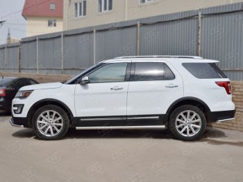 19 999 р. Защита порогов из круглой трубы d63 мм SLITKOFF v3 Ford Explorer U502 1-ый рестайлинг, 5 дв. (2015-2018)  с доставкой в г. Вологда. Увеличить фотографию 2