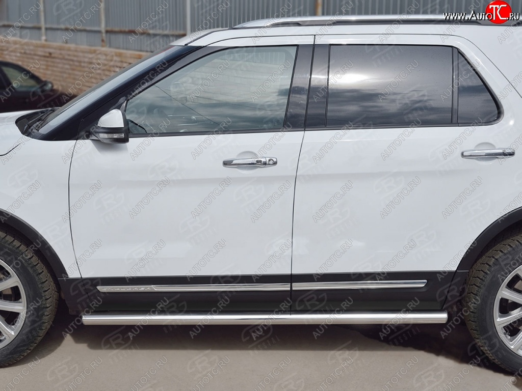 19 999 р. Защита порогов из круглой трубы d63 мм SLITKOFF v3 Ford Explorer U502 1-ый рестайлинг, 5 дв. (2015-2018)  с доставкой в г. Вологда