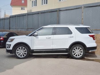 22 999 р. Широкая защита порогов с трубой d42 мм SLITKOFF v2 Ford Explorer U502 1-ый рестайлинг, 5 дв. (2015-2018)  с доставкой в г. Вологда. Увеличить фотографию 3
