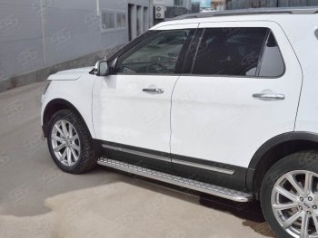 22 999 р. Широкая защита порогов с трубой d42 мм SLITKOFF v2 Ford Explorer U502 1-ый рестайлинг, 5 дв. (2015-2018)  с доставкой в г. Вологда. Увеличить фотографию 4