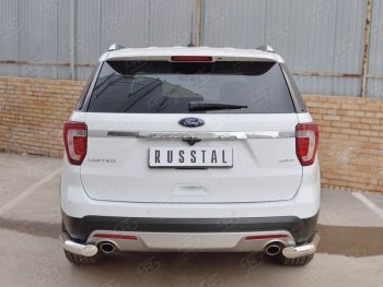 14 249 р. Защита заднего бампера (Ø76 мм уголки, нержавейка) SLITKOFF Ford Explorer U502 1-ый рестайлинг, 5 дв. (2015-2018)  с доставкой в г. Вологда. Увеличить фотографию 2