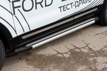 Пороги алюминиевые Slitkoff Ford Explorer U502 1-ый рестайлинг, 5 дв. (2015-2018)