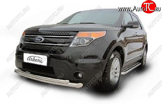 24 659 р. Двойная защита переднего бампера (d76+d57) Arbori Ford Explorer U625 5 дв. (2019-2025)  с доставкой в г. Вологда
