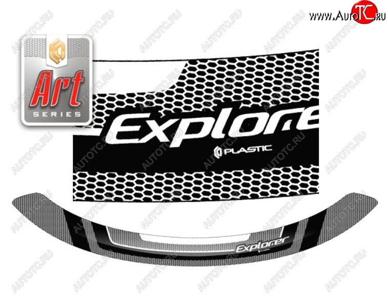 2 299 р. Дефлектор капота CA-Plastiс  Ford Explorer  U502 (2010-2016) дорестайлинг (Серия Art серебро)  с доставкой в г. Вологда