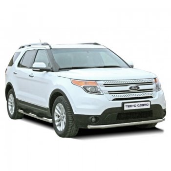Защита порогов ТехноСфера (Техно Сфера) (нержавейка, с проступью, d76 mm) Ford Explorer U502 дорестайлинг (2010-2016)