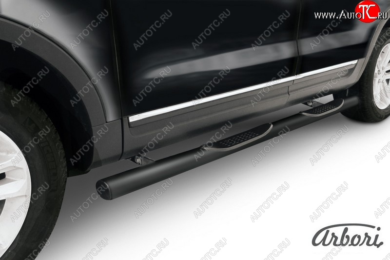 13 679 р. Защита штатных порогов Arbori (черная, d76 mm). Ford Explorer U502 дорестайлинг (2010-2016)  с доставкой в г. Вологда