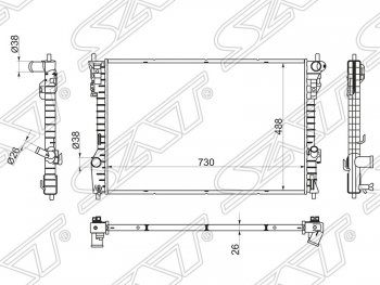 Радиатор двигателя SAT (пластинчатый, МКПП/АКПП) Ford Explorer U502 дорестайлинг (2010-2016)
