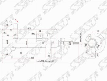 Правый амортизатор передний SAT Ford Fiesta 5 хэтчбэк 5 дв. дорестайлинг (2001-2005)