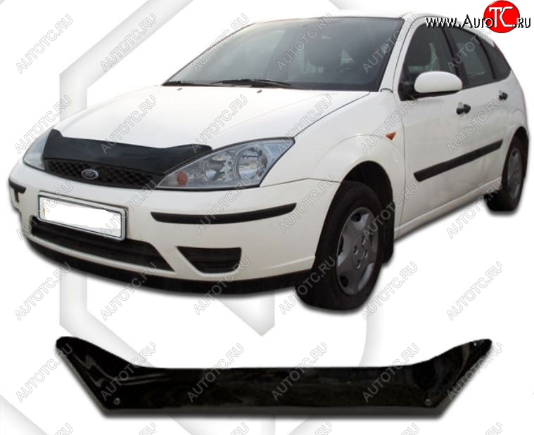 1 999 р. Дефлектор капота CA-Plastic Ford Focus 1 хэтчбэк 5 дв. дорестайлинг (1998-2002) (Classic черный, Без надписи)  с доставкой в г. Вологда