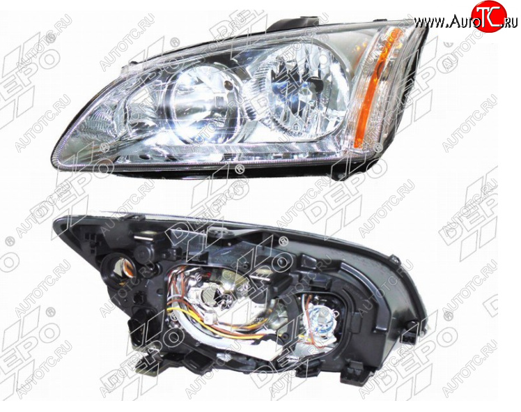 10 299 р. Левая фара (хром) DEPO Ford Focus 2  седан дорестайлинг (2004-2008)  с доставкой в г. Вологда
