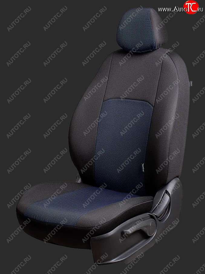 5 399 р. Чехлы для сидений Lord Autofashion Дублин (жаккард, Ghia/Titanium, спинка и сиденье 60/40+подлокотник, 3 Г-образных подголовника) Ford Focus 2 хэтчбэк 3 дв. дорестайлинг (2004-2007) (Черный, вставка Ёж Синий)  с доставкой в г. Вологда