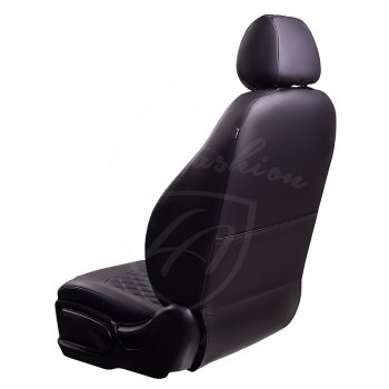 7 199 р. Чехлы для сидений Lord Autofashion Турин Ромб (экокожа) Ford Focus 2 хэтчбэк 3 дв. дорестайлинг (2004-2007) (Черный, вставка черная, строчка синяя)  с доставкой в г. Вологда. Увеличить фотографию 3