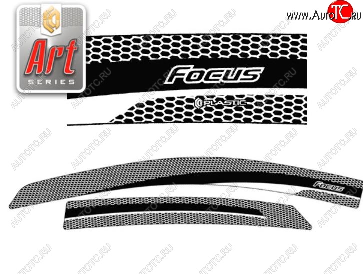 2 159 р. Дефлектора окон CA-Plastic  Ford Focus  2 (2004-2008) хэтчбэк 5 дв. дорестайлинг (Серия Art серебро, Без хром.молдинга)  с доставкой в г. Вологда