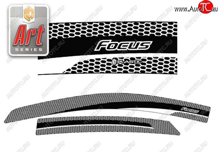 2 159 р. Дефлектора окон CA-Plastic  Ford Focus  2 (2007-2011) хэтчбэк 5 дв. рестайлинг (Серия Art белая, Без хром.молдинга)  с доставкой в г. Вологда