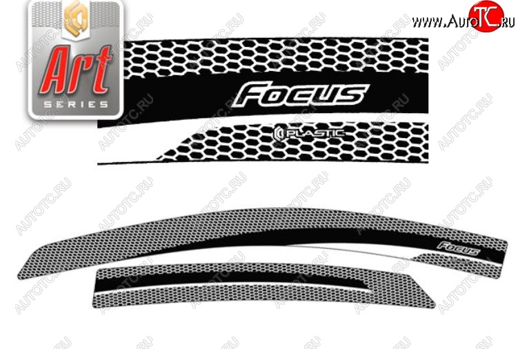 2 159 р. Дефлектора окон CA-Plastic  Ford Focus  2 (2007-2011) седан рестайлинг (Серия Art серебро)  с доставкой в г. Вологда