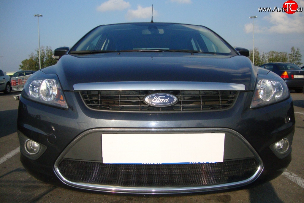 1 399 р. Сетка на бампер Russtal (черная) Ford Focus 2 седан рестайлинг (2007-2011)  с доставкой в г. Вологда