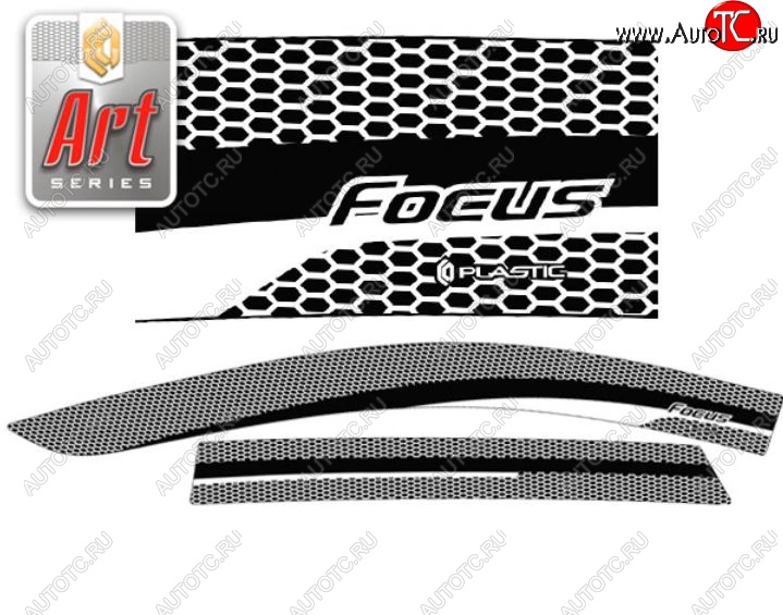 2 159 р. Дефлектора окон CA-Plastic  Ford Focus  2 (2007-2011) универсал рестайлинг (Серия Art белая, Без хром.молдинга)  с доставкой в г. Вологда