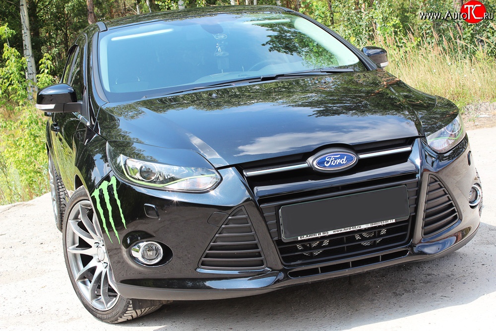 1 249 р. Реснички на фары RA Ford Focus 3 седан дорестайлинг (2011-2015) (Неокрашенные)  с доставкой в г. Вологда