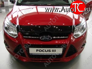 3 299 р. Дефлектор капота SIM Ford Focus 3 универсал дорестайлинг (2010-2015)  с доставкой в г. Вологда