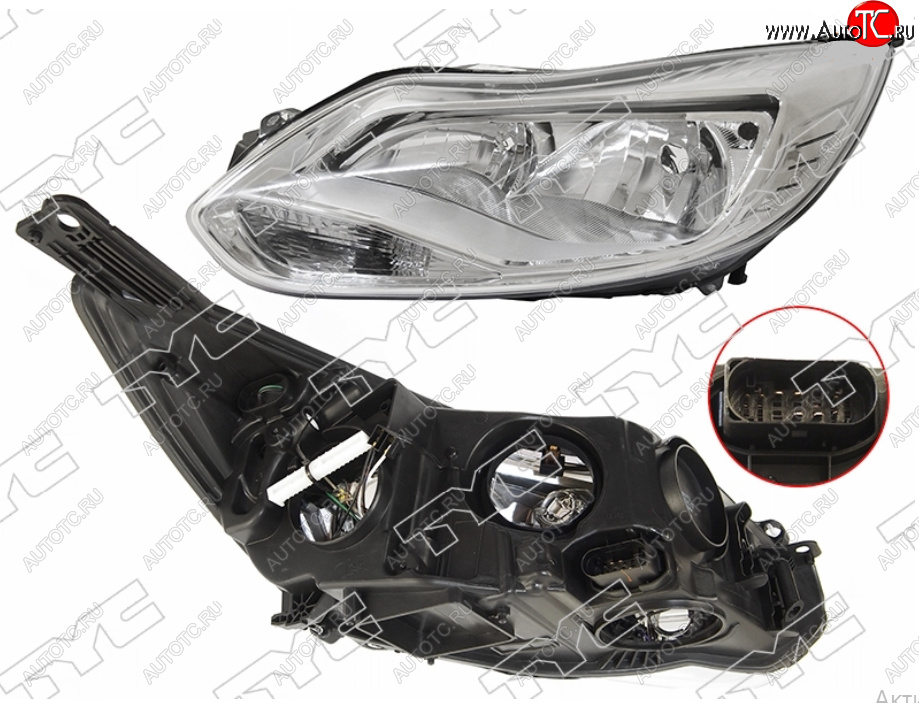 9 449 р. Левая фара (галоген, c корректором) TYC Ford Focus 3 седан дорестайлинг (2011-2015)  с доставкой в г. Вологда