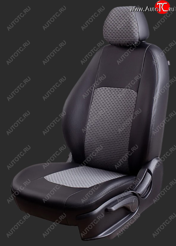6 599 р. Чехлы для сидений Lord Autofashion Турин (экокожа/жаккард, спинка и сиденье 60/40+подлокотник, 3 Г-образных подголовника) Ford Focus 3 универсал дорестайлинг (2010-2015) (Черный, вставка жаккард Чёрный Тропик)  с доставкой в г. Вологда