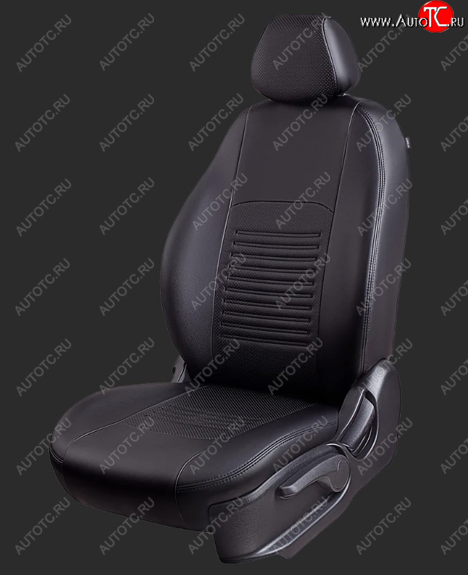 6 799 р. Чехлы для сидений Lord Autofashion Турин (экокожа, Trend, спинка и сиденье 60/40 без подлокотника, 3 Г-образных подголовника) Ford Focus 3 универсал дорестайлинг (2010-2015) (Черный, вставка черная)  с доставкой в г. Вологда