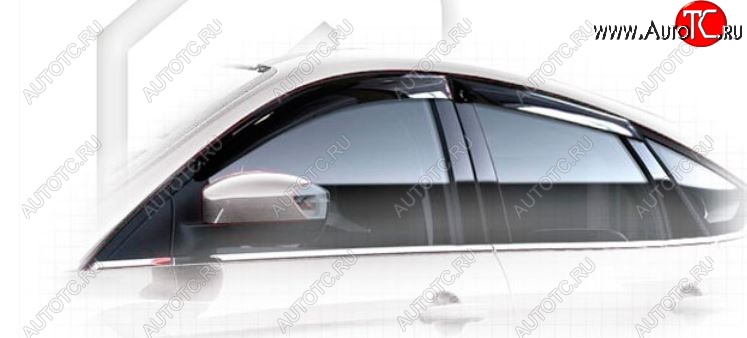 1 999 р. Дефлектора окон CA-Plastic Ford Focus 3 хэтчбэк рестайлинг (2014-2019) (Classic полупрозрачный, Без хром.молдинга)  с доставкой в г. Вологда