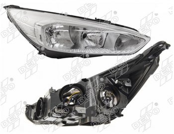 12 949 р. Правая фара (хром, с электрокорректором) DEPO Ford Focus 3 универсал рестайлинг (2014-2019)  с доставкой в г. Вологда. Увеличить фотографию 1