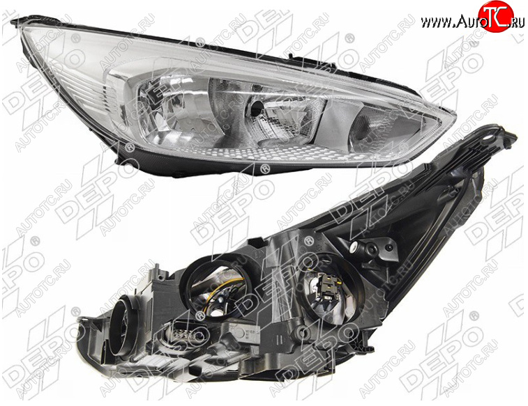 12 949 р. Правая фара (хром, с электрокорректором) DEPO Ford Focus 3 универсал рестайлинг (2014-2019)  с доставкой в г. Вологда