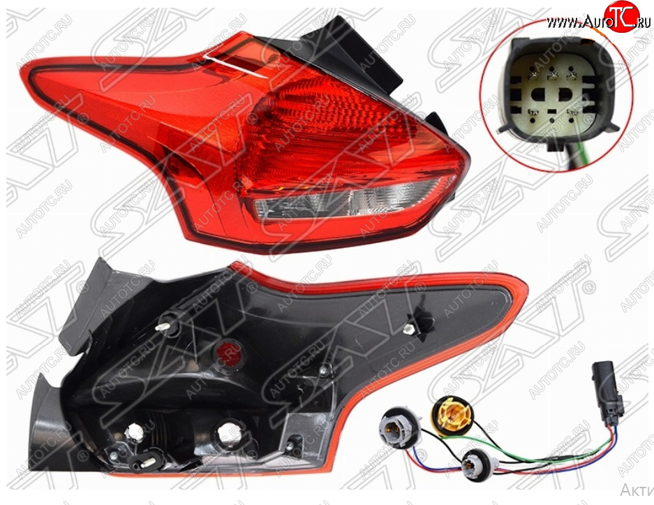 3 499 р. Левый фонарь задний SAT  Ford Focus  3 (2014-2019) хэтчбэк рестайлинг  с доставкой в г. Вологда