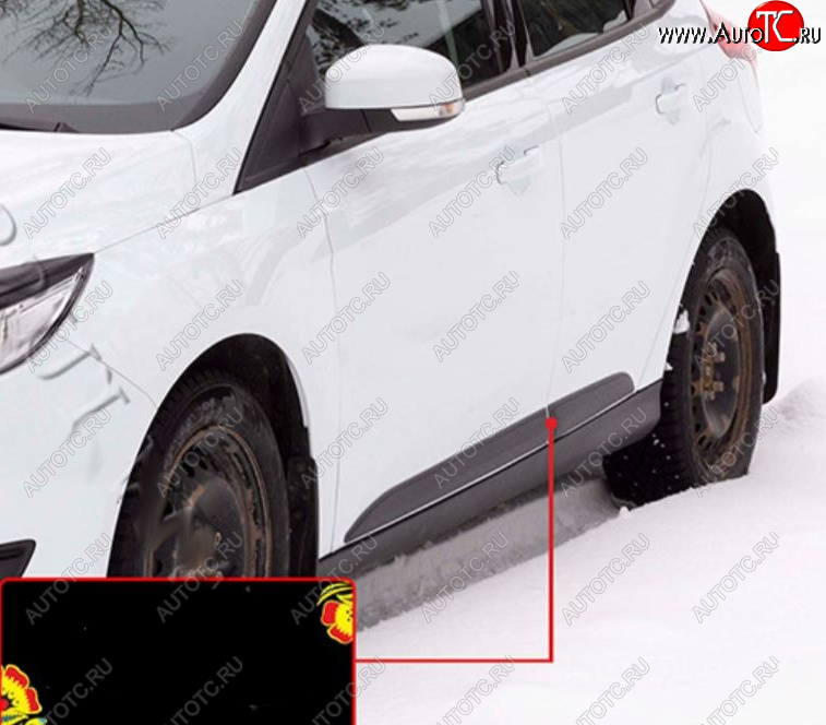619 р. Молдинг двери задний левый RA Ford Focus 3 седан рестайлинг (2014-2019) (Поверхность шагрень)  с доставкой в г. Вологда