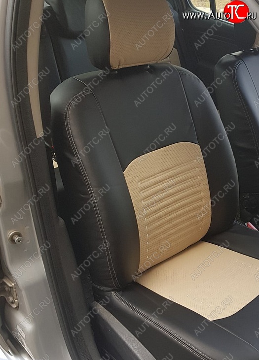 6 799 р. Чехлы для сидений (Titanium) Lord Autofashion Турин (экокожа) Ford Focus 3 универсал дорестайлинг (2010-2015) (Чёрный, вставка бежевая)  с доставкой в г. Вологда