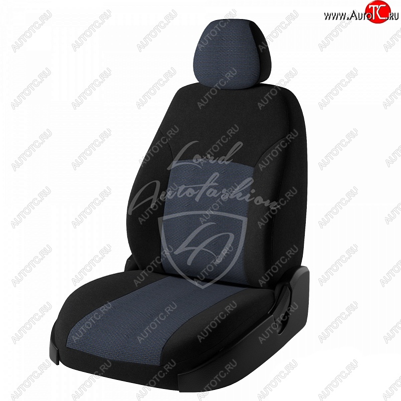 5 399 р. Чехлы для сидений (Titanium) Lord Autofashion Дублин (жаккард) Ford Focus 3 универсал дорестайлинг (2010-2015) (Черный, вставка Ёж Синий)  с доставкой в г. Вологда