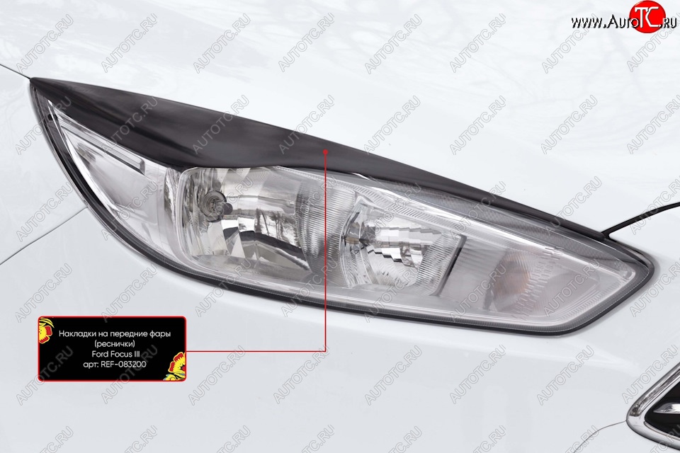 819 р. Реснички на фары RA Ford Focus 3 седан рестайлинг (2014-2019) (Неокрашенные)  с доставкой в г. Вологда