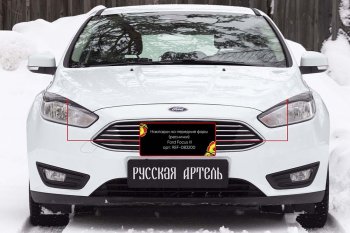 819 р. Реснички на фары RA Ford Focus 3 седан рестайлинг (2014-2019) (Неокрашенные)  с доставкой в г. Вологда. Увеличить фотографию 2